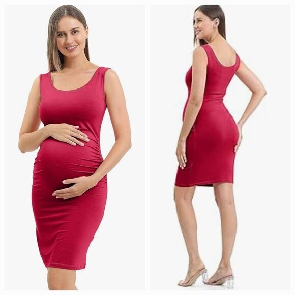 🩵NWT Isabel Maternity Red Bodycon Sleeveless Dress XSmall - Picture 1 of 13